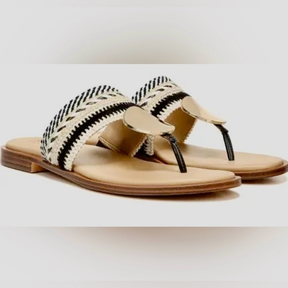 Naturalizer Frankie Thong Sandal Woven Wide Band Gold Ornament Detail Women’s 10 - Picture 1 of 11
